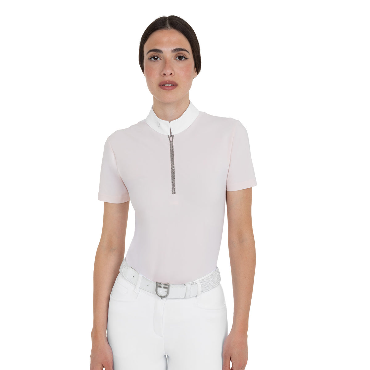 Polo concorso donna manica corta con strass | Abbigliamento | Polo da Competizione | Equestro