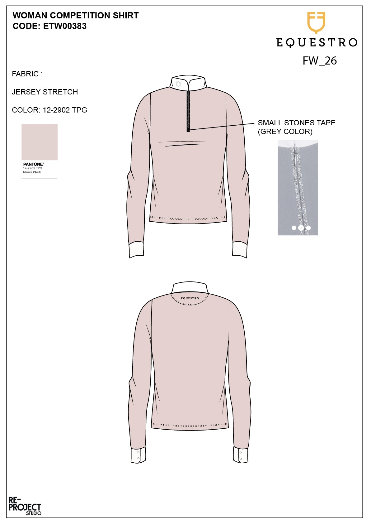 Polo da concorso da donna a manica lunga con strass | Abbigliamento | Polo da Competizione | Equestro