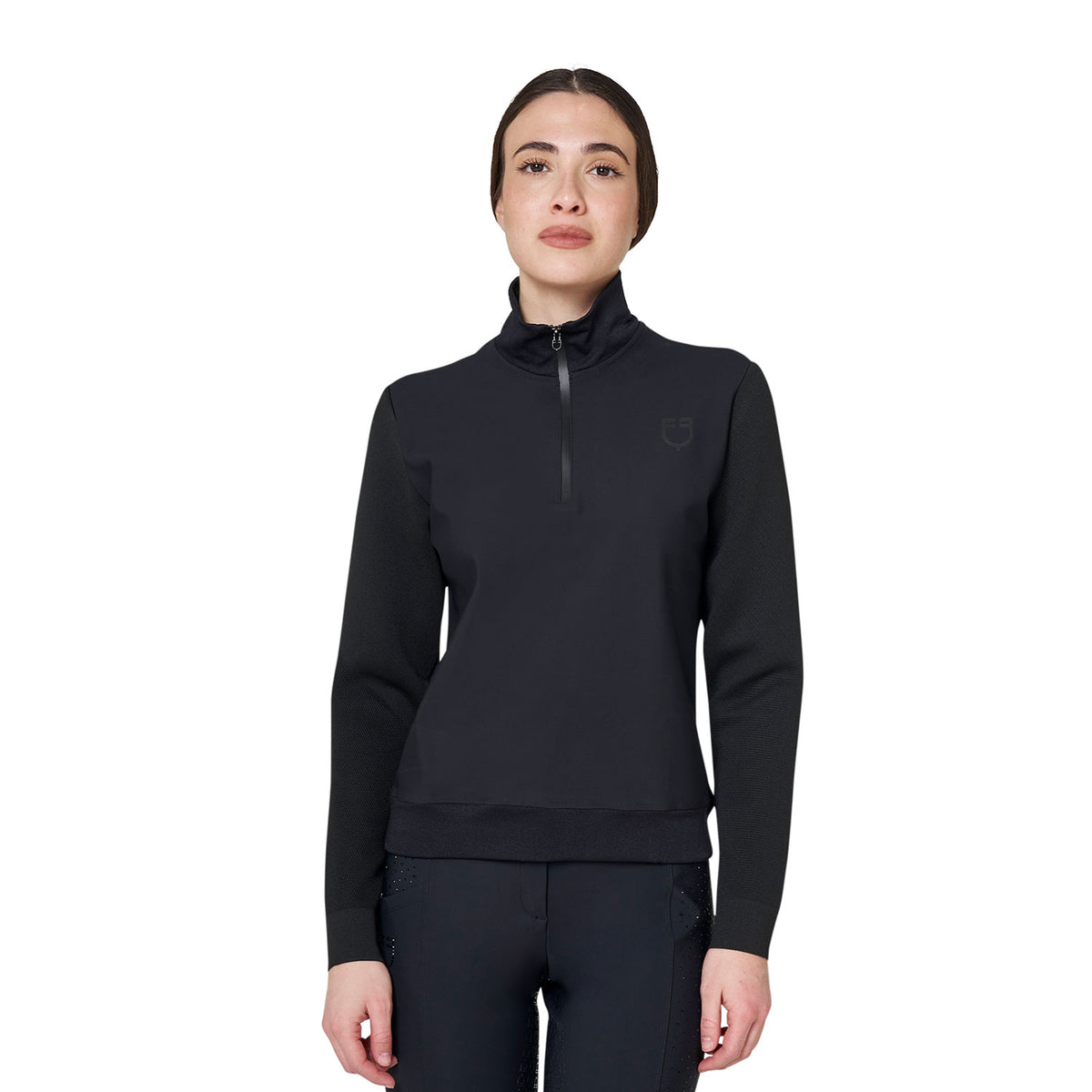 Felpa tecnica donna collo alto con zip 3/4 | Abbigliamento | Felpe | Equestro