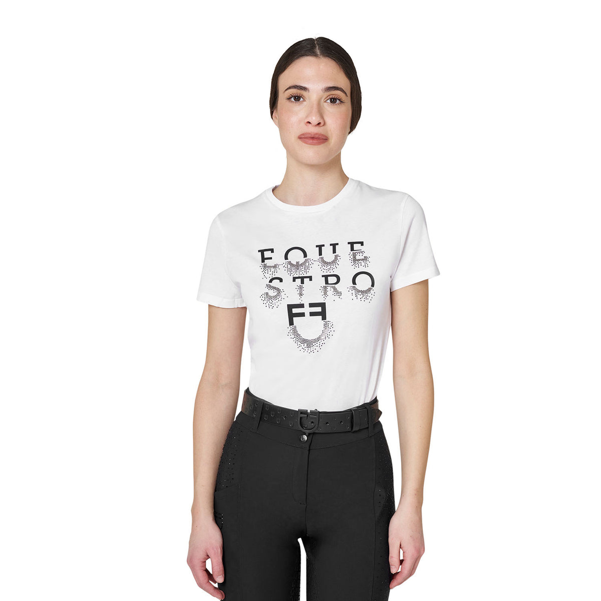 T-shirt da donna con logo e scritta in strass | Abbigliamento | T-Shirt | Equestro