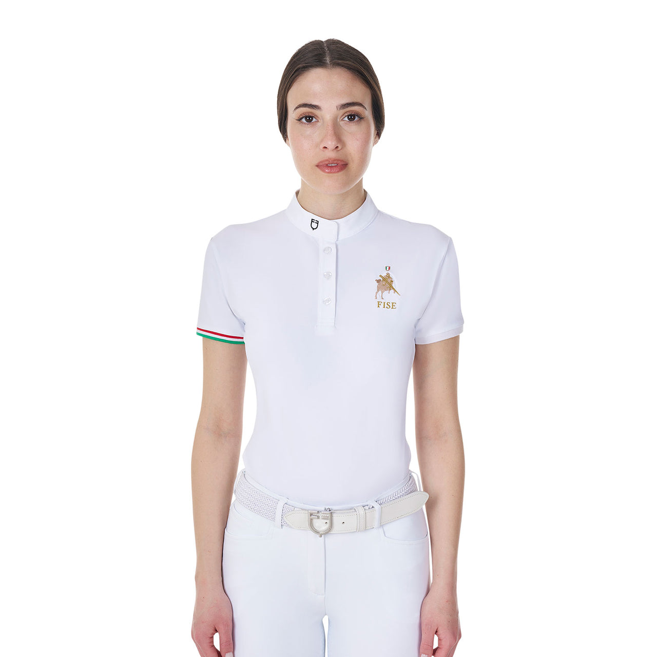 Polo donna da concorso slim fit Equestro X FISE | Abbigliamento | Polo da Competizione | Equestro