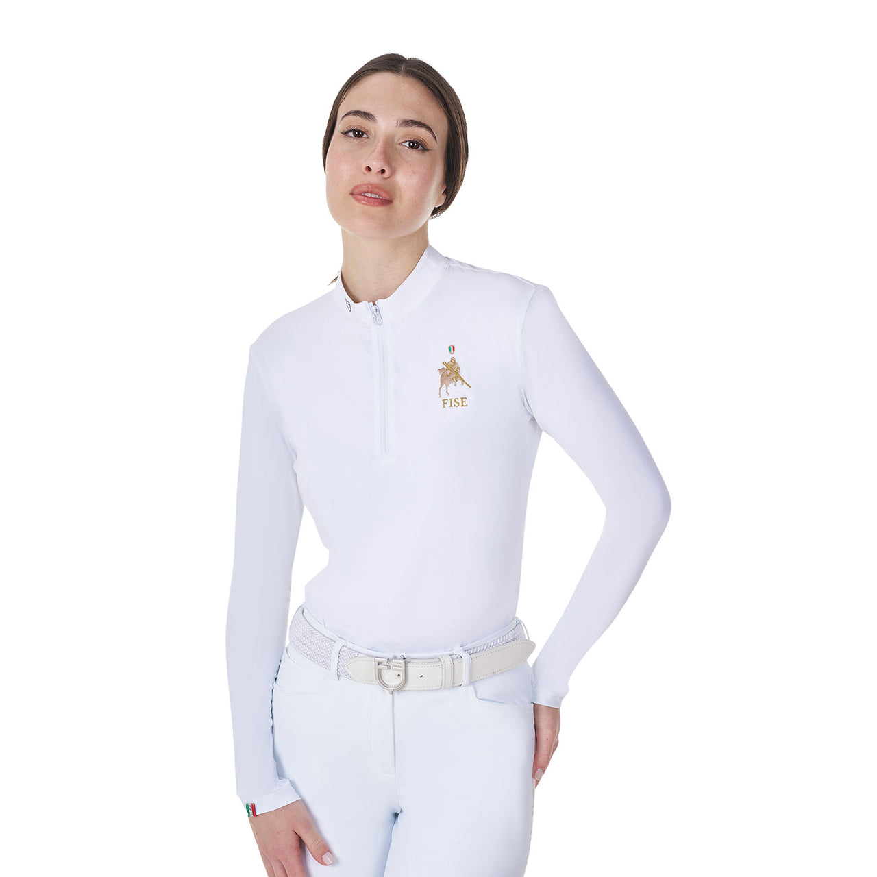 Polo donna da concorso manica lunga Equestro X FISE | Abbigliamento | Polo da Competizione | Equestro
