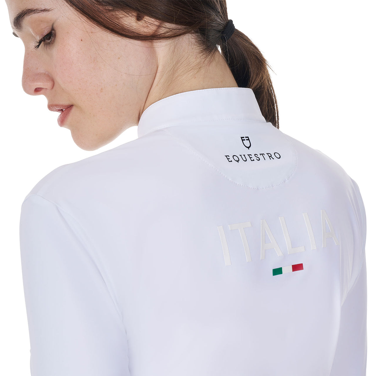 Polo donna da concorso manica lunga Equestro X FISE | Abbigliamento | Polo da Competizione | Equestro