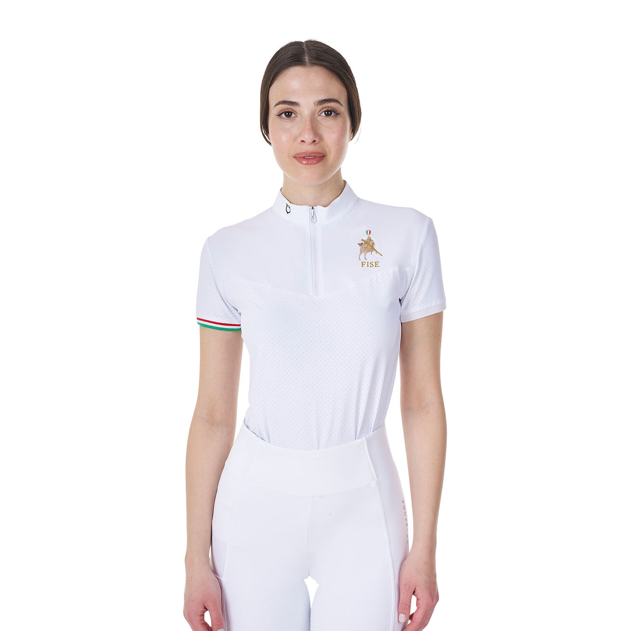 Polo donna da concorso elasticizzata Equestro X FISE | Abbigliamento | Polo da Competizione | Equestro