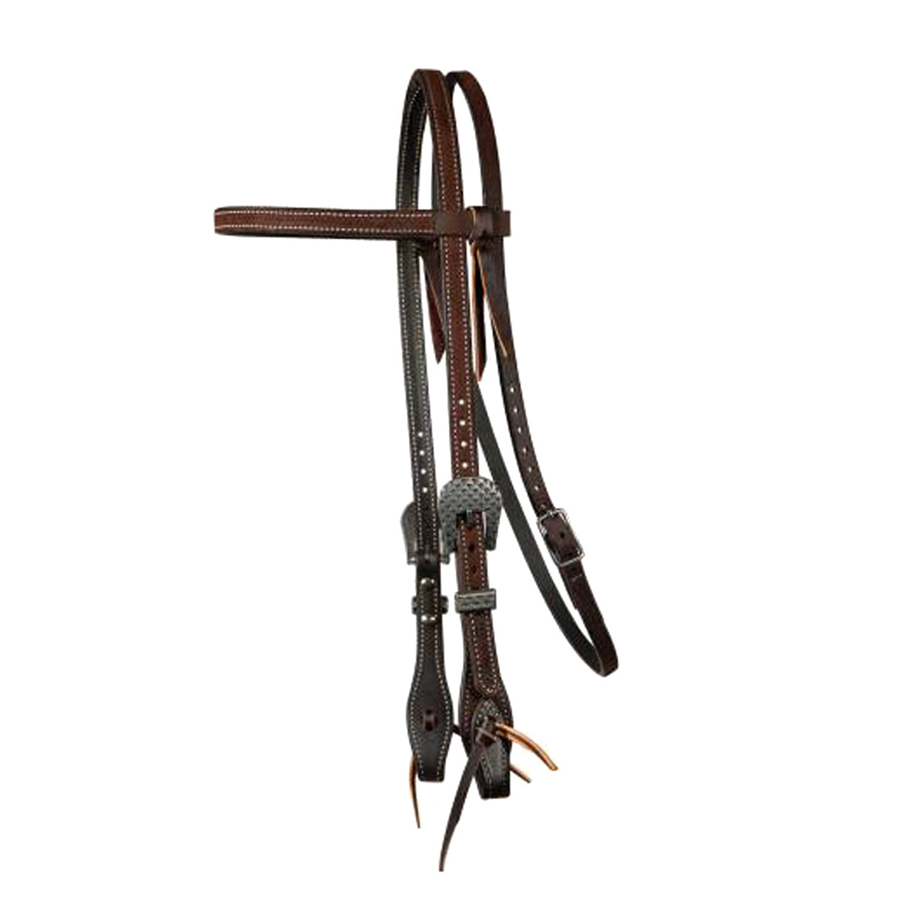 TESTIERA IN CUOIO GRASSO DA 5/8 CHOCOLATE ROUGHOUT BROWBAND HEADSTALL | Briglie e Accessori | Corone | Professional's Choice