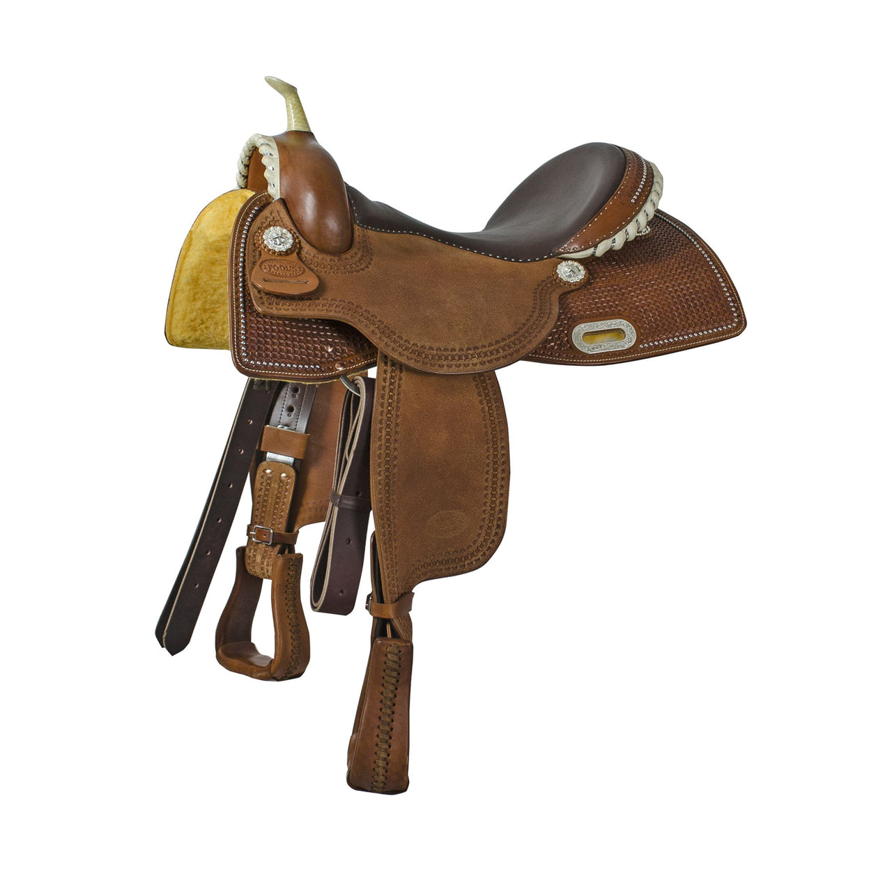 SELLA BARREL  POOL'S  RAWHIDE  BASKET TOOLING  METAL PIN SQUARE SKIRT | Selle e Accessori | Selle Barrel | Pool's
