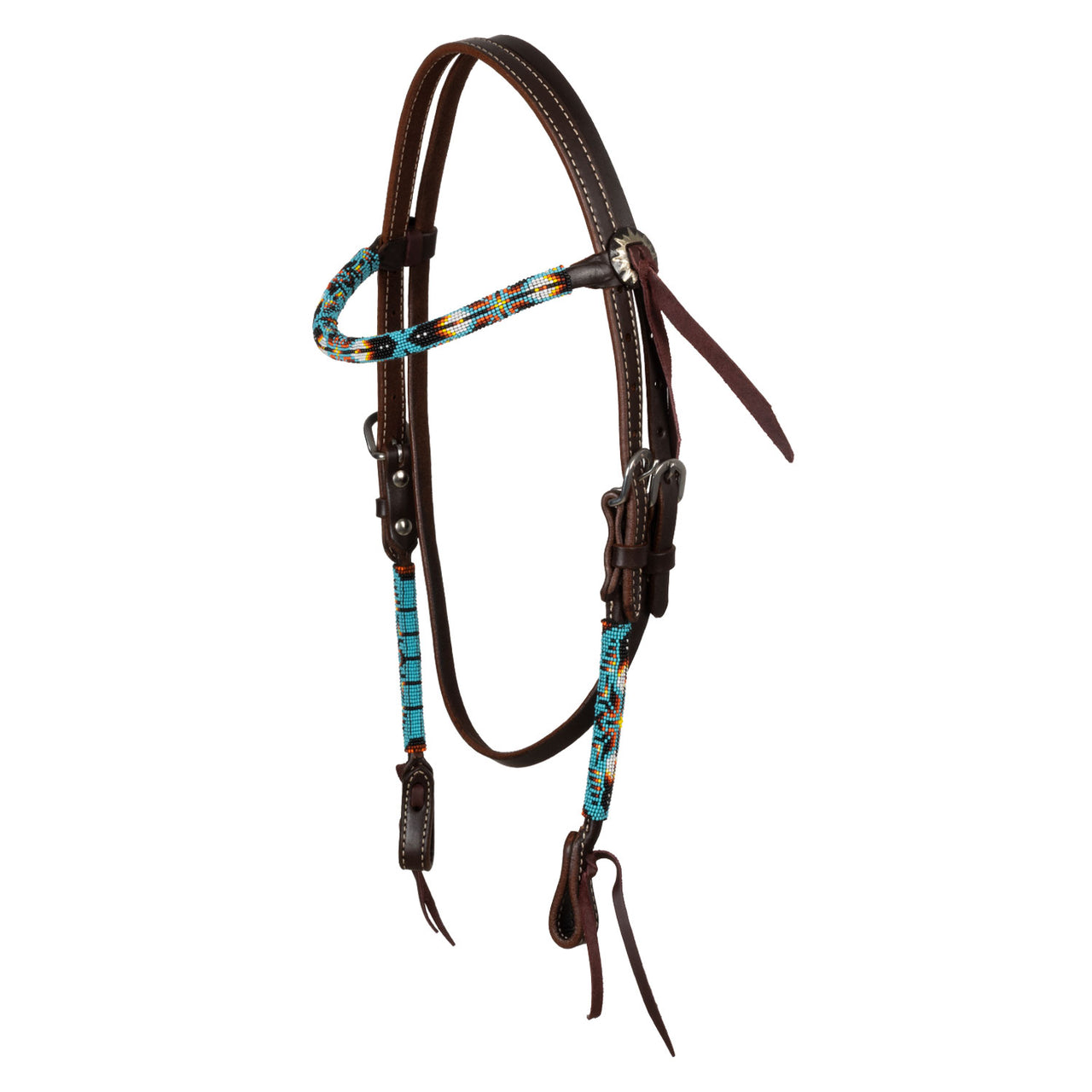 BRIGLIA WESTERN OLIATA CON PERLINE NAVAJO SKY | Briglie e Accessori | Corone | Pool's