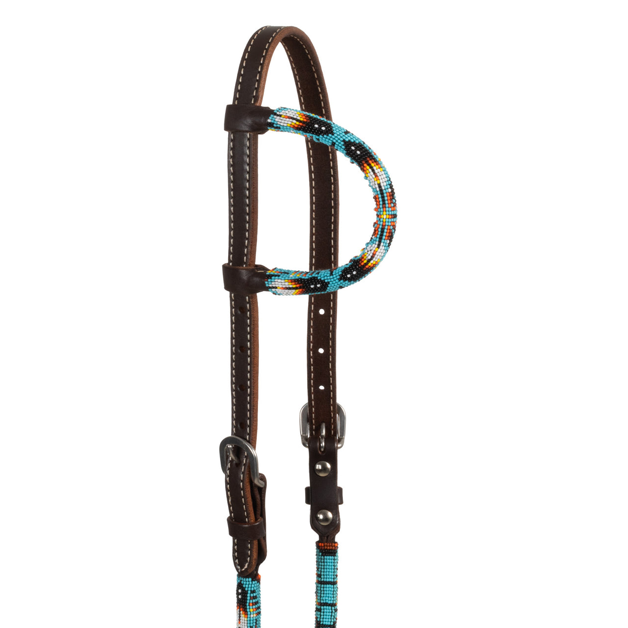 BRIGLIA WESTERN NAVAJO SKY CON PERLINE OLIATE A UN ORECCHIO | Briglie e Accessori | Corone | Pool's
