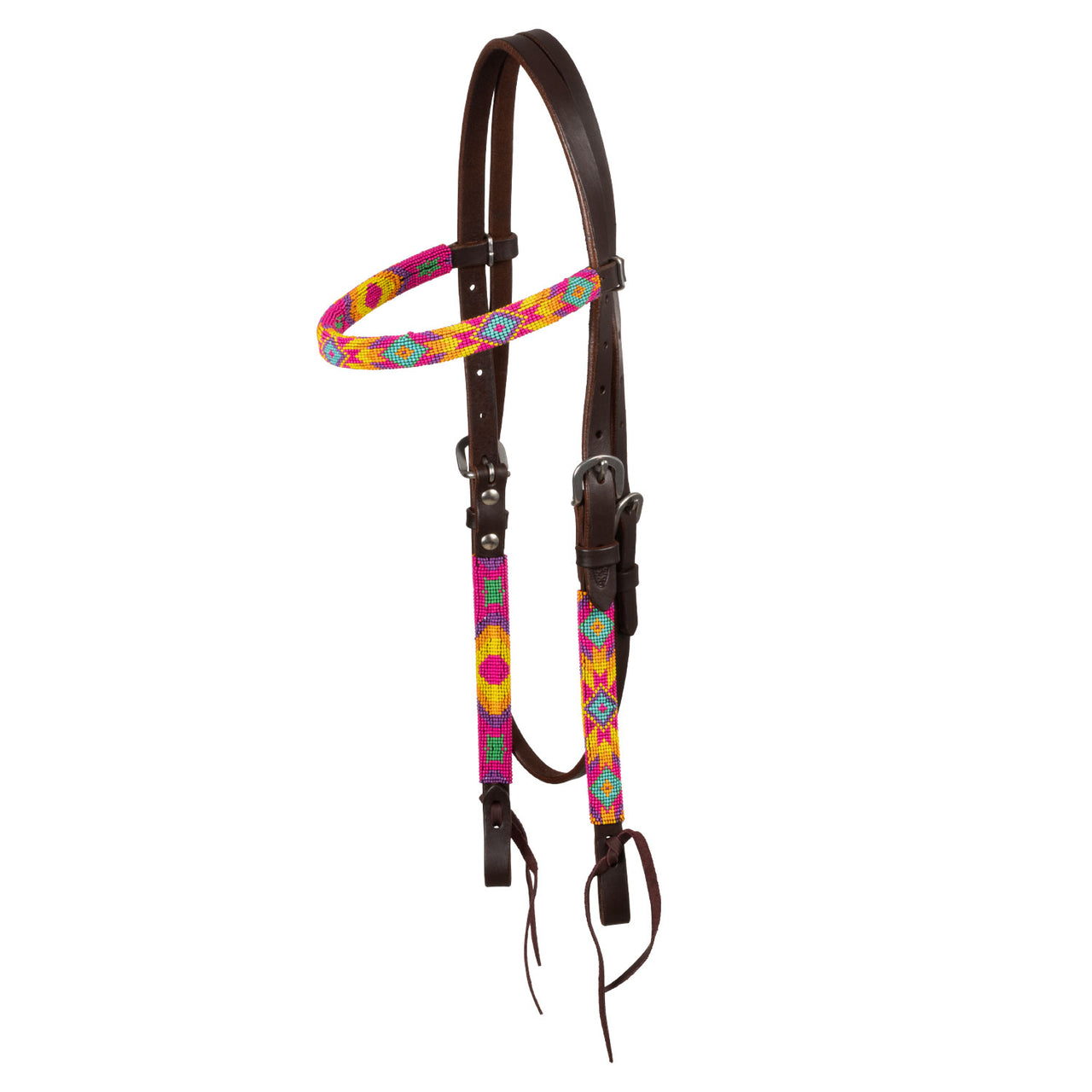 BRIGLIA WESTERN OLIATA CON PERLINE MULTICOLORE | Briglie e Accessori | Corone | Pool's