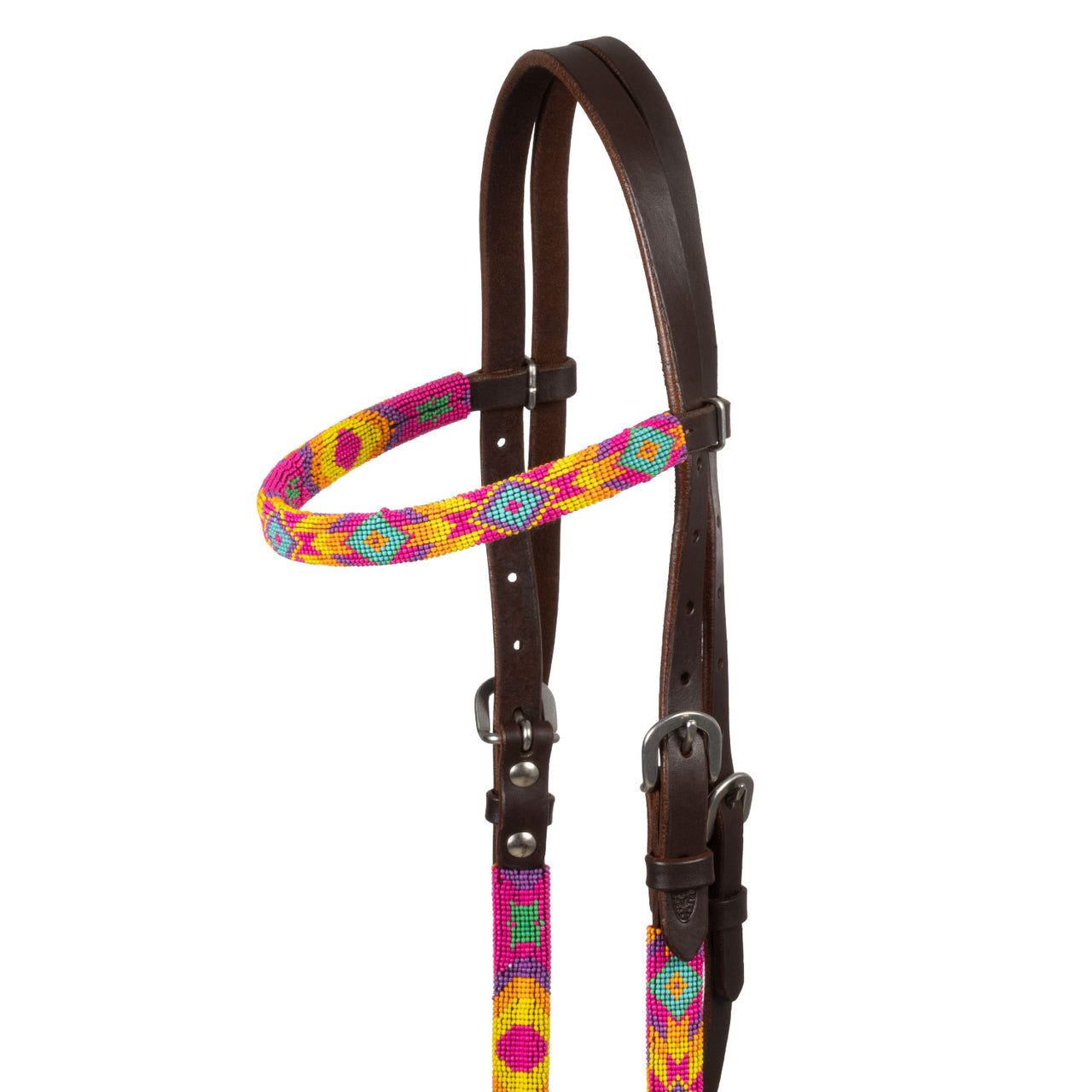 BRIGLIA WESTERN OLIATA CON PERLINE MULTICOLORE | Briglie e Accessori | Corone | Pool's