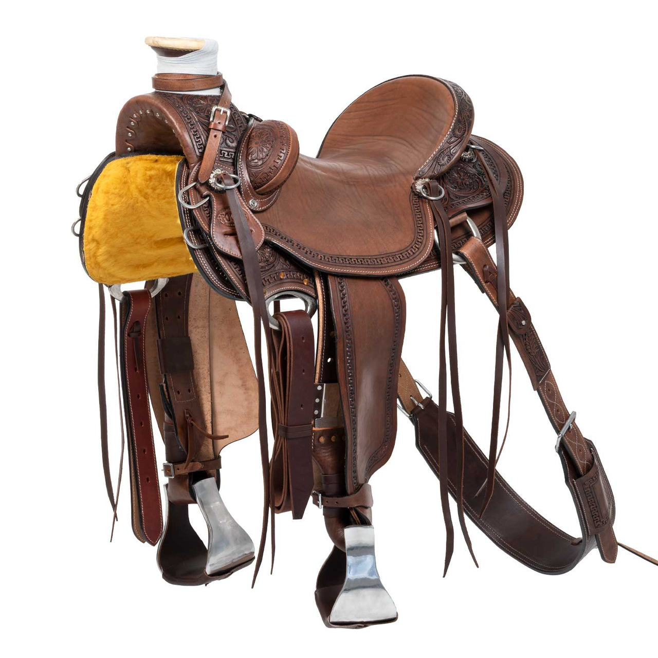 SELLA WADE WESTERN CHEYENNE CON SOTTOPANCIA POSTERIORE E PARACOLTELLO | Selle e Accessori | Selle da Lavoro con Mucche | Pool's