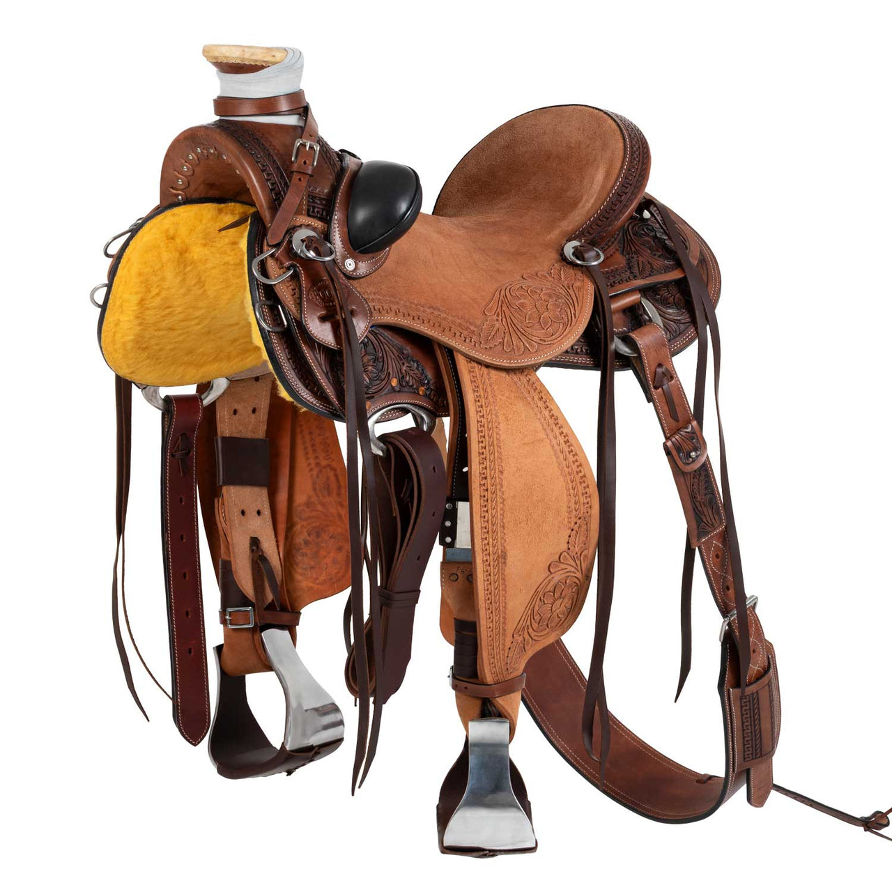 SELLA WADE WESTERN APACHE CON SOTTOPANCIA POSTERIORE E PARACOLTELLO | Selle e Accessori | Selle da Lavoro con Mucche | Pool's