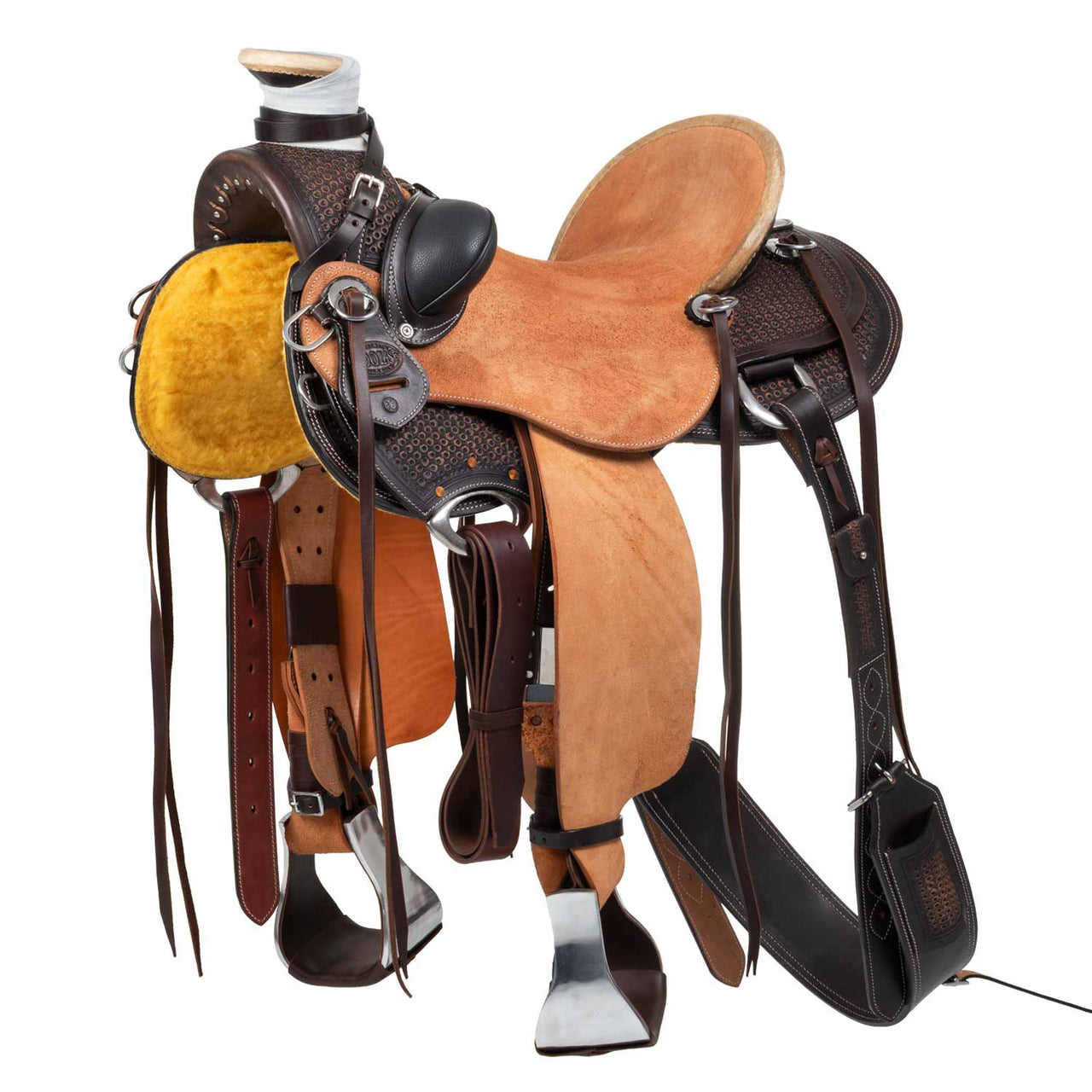 SELLA WADE WESTERN DUSTY CON SOTTOPANCIA POSTERIORE E PARACOLTELLO | Selle e Accessori | Selle da Lavoro con Mucche | Pool's