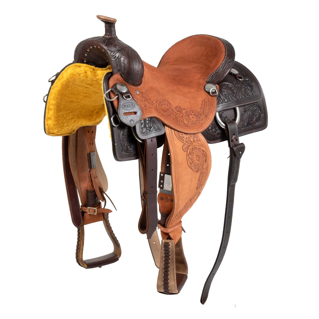 Sella cow horse Pool's con flower tooling | Selle e Accessori | Selle da Lavoro con Mucche | Pool's
