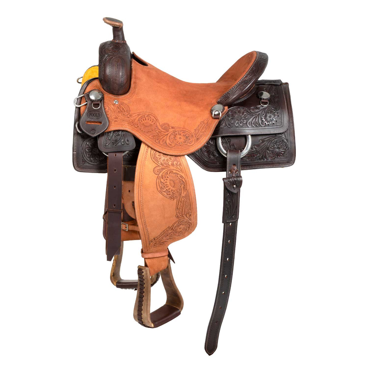 Sella cow horse Pool's con flower tooling | Selle e Accessori | Selle da Lavoro con Mucche | Pool's