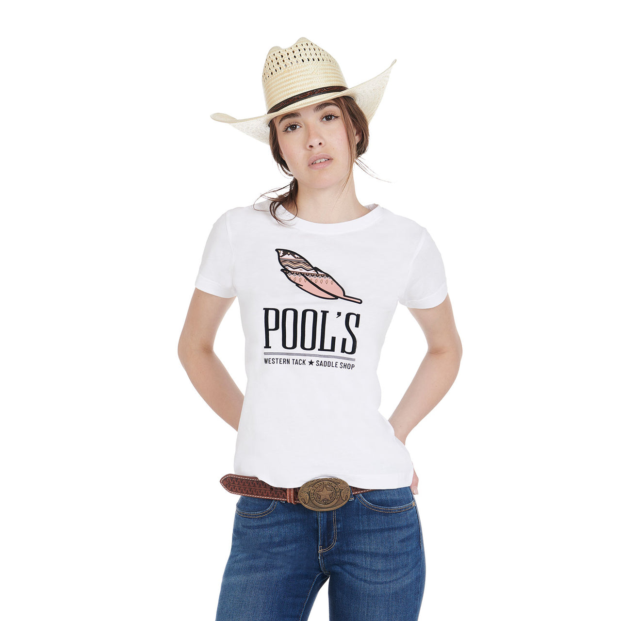T-shirt donna slim fit con stampa piuma | Abbigliamento | T-Shirt | Pool's