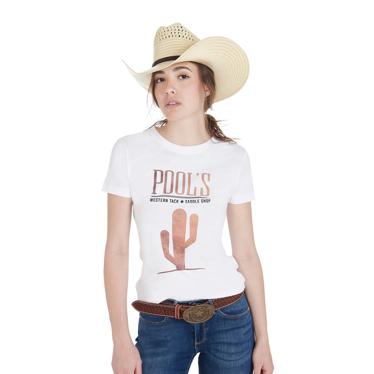 T-shirt donna slim fit con cactus effetto pelle | Abbigliamento | T-Shirt | Pool's
