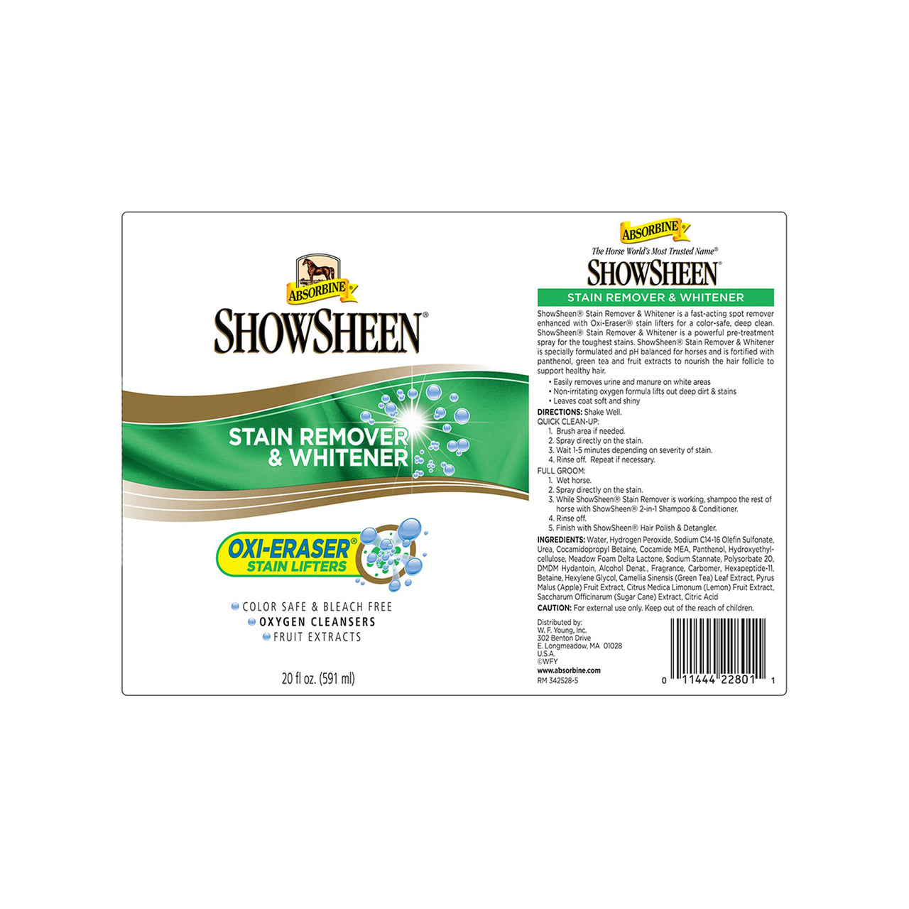 SHOWSHEEN STAIN REMOVER & WHITENER (591 ML) | Cura del Cavallo | Shampoo per Cavalli | Absorbine