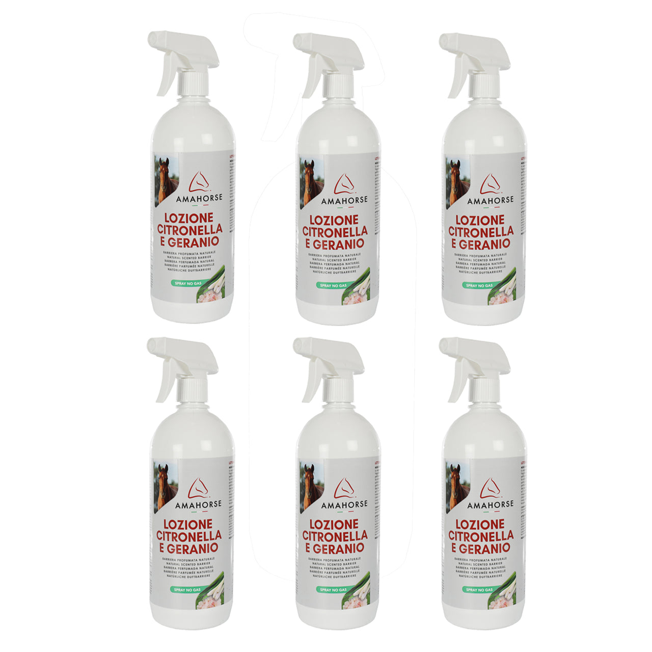 LOZIONE CITRONELLA E GERANIO (1 LT) BOX 6 PEZZI | Cura del Cavallo | Repellenti | AmaHorse