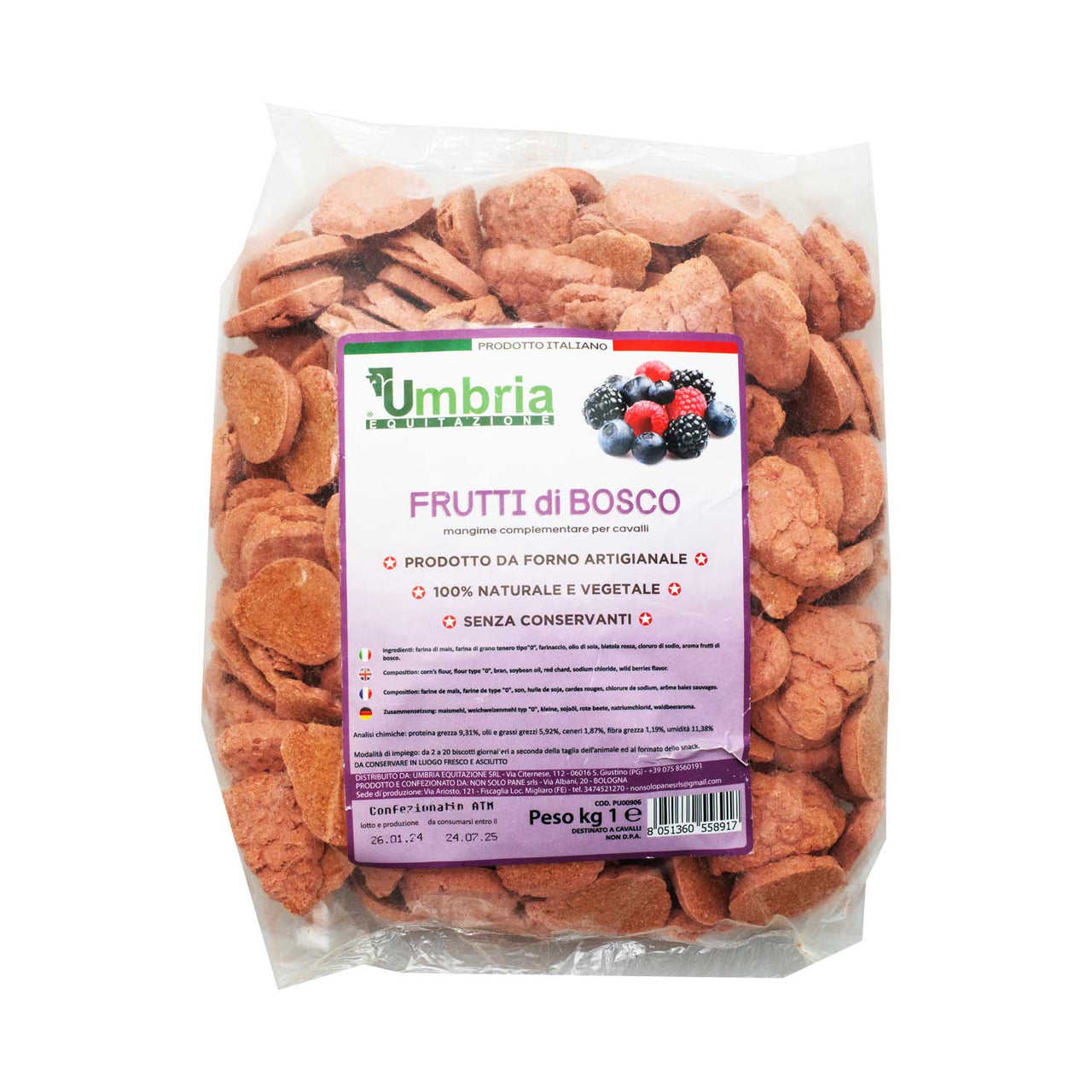 BISCOTTI FRUTTI DI BOSCO (930 GR) | Cura del Cavallo | Biscotti per Cavalli | Umbria Equitazione