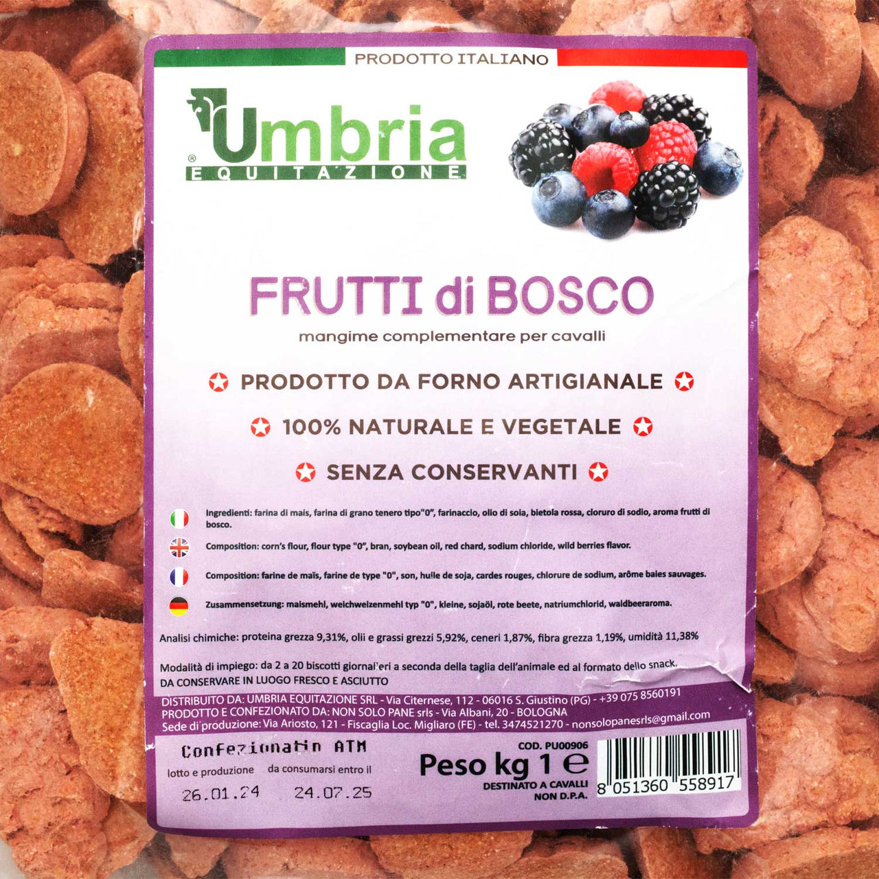 BISCOTTI FRUTTI DI BOSCO (930 GR) | Cura del Cavallo | Biscotti per Cavalli | Umbria Equitazione