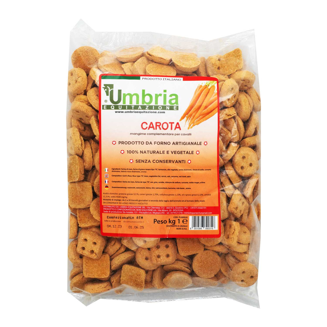 BISCOTTI CAROTA (930 GR) | Cura del Cavallo | Biscotti per Cavalli | Umbria Equitazione