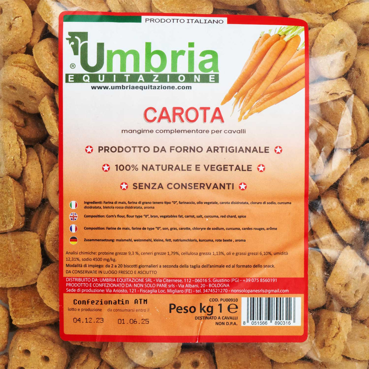 BISCOTTI CAROTA (930 GR) | Cura del Cavallo | Biscotti per Cavalli | Umbria Equitazione