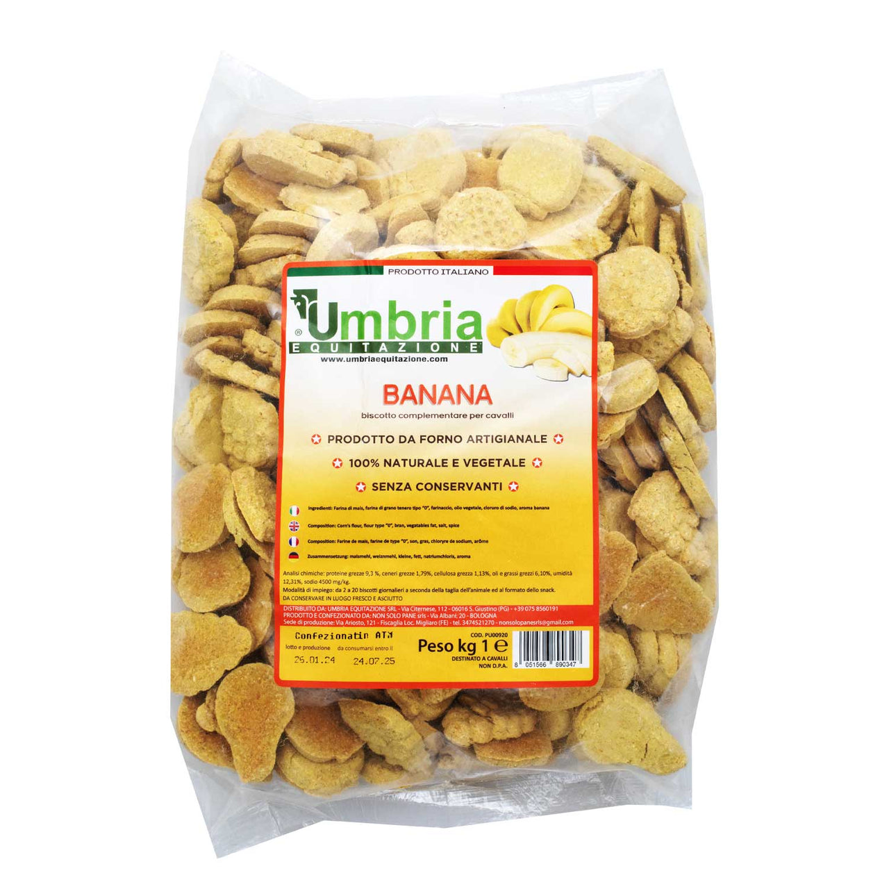 BISCOTTI BANANA (930 GR) | Cura del Cavallo | Biscotti per Cavalli | Umbria Equitazione
