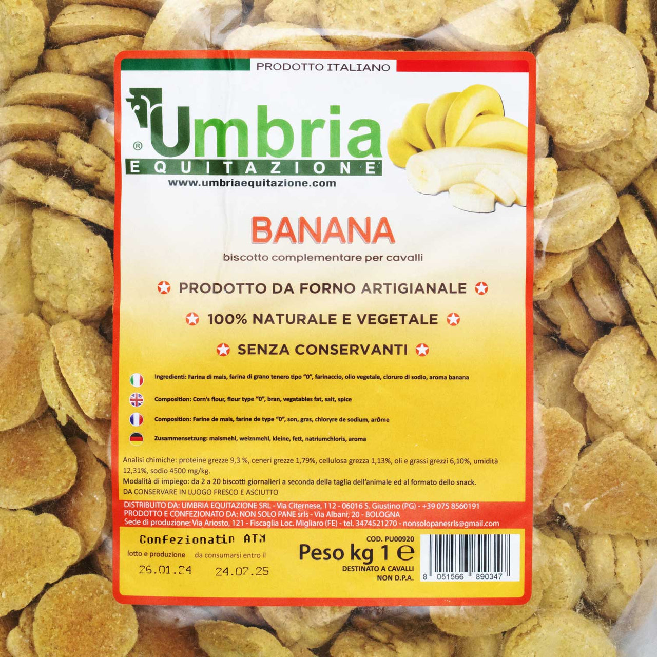 BISCOTTI BANANA (930 GR) | Cura del Cavallo | Biscotti per Cavalli | Umbria Equitazione