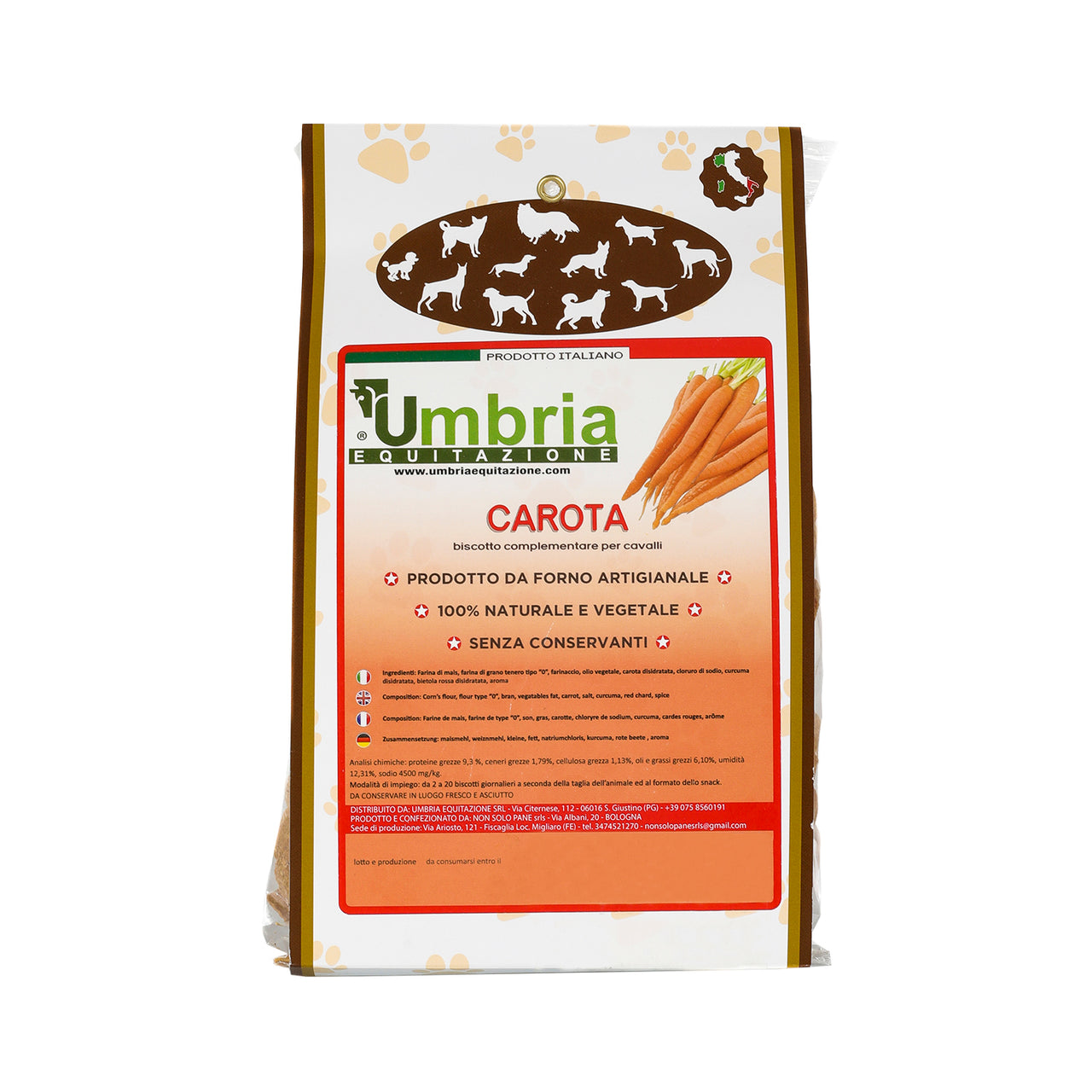 BISCOTTI CAROTA (500 GR) | Cura del Cavallo | Biscotti per Cavalli | Umbria Equitazione