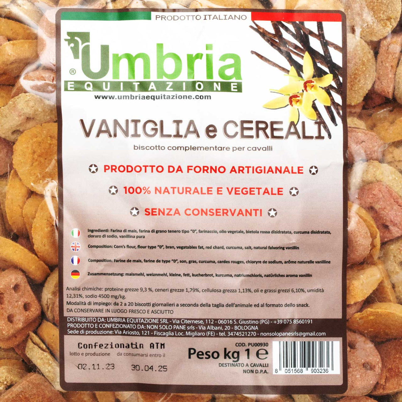 BISCOTTI VANIGLIA CEREALI (930 GR) | Cura del Cavallo | Biscotti per Cavalli | Umbria Equitazione