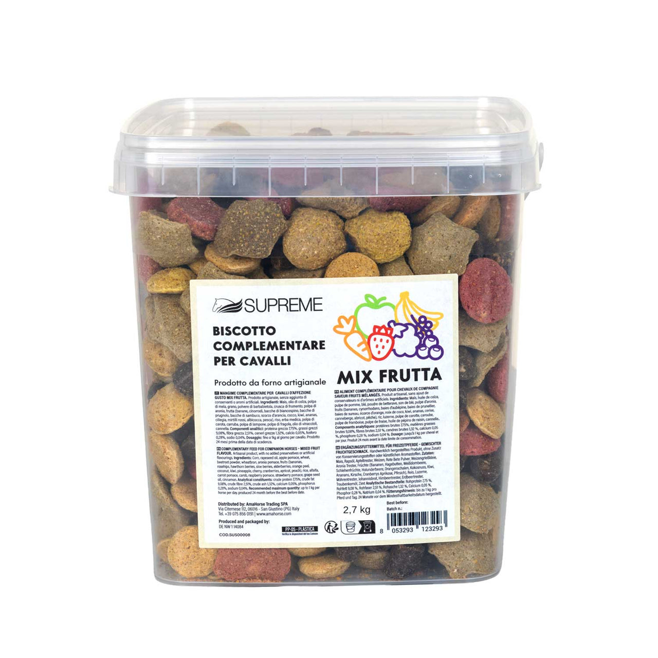 BISCOTTI PER CAVALLI MIX DI FRUTTA 2,7 KG | Cura giornaliera | Biscotti per Cavalli | Supreme