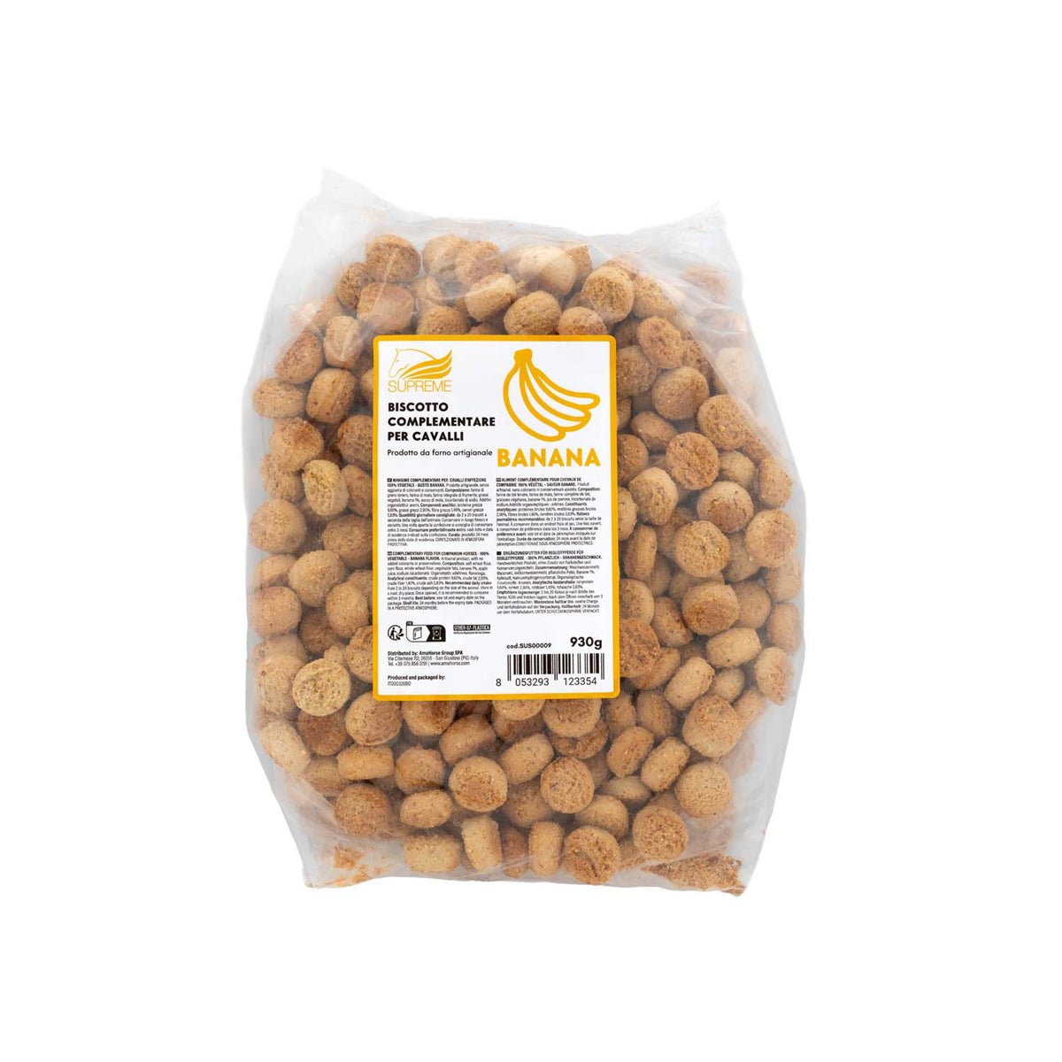 BISCOTTO VEGETALE PER CAVALLI GUSTO BANANA (930 GR) | Cura giornaliera | Biscotti per Cavalli | Supreme