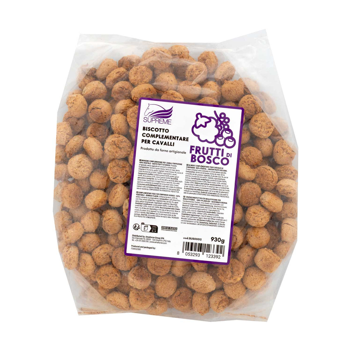 BISCOTTO VEGETALE PER CAVALLI GUSTO FRUTTI DI BOSCO (930 GR) | Cura giornaliera | Biscotti per Cavalli | Supreme