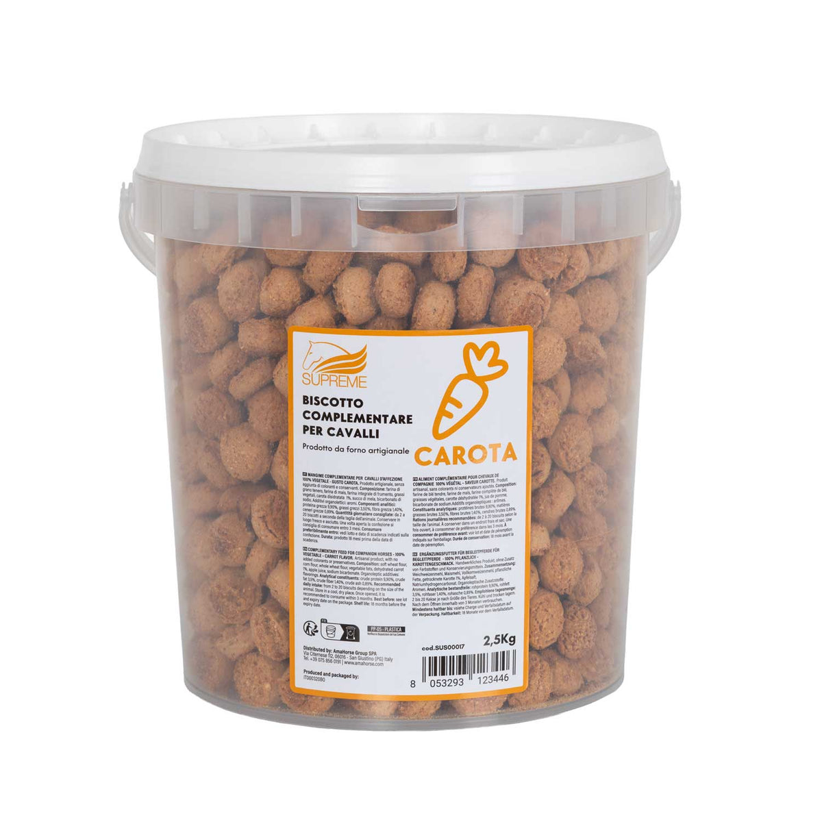 BISCOTTO VEGETALE PER CAVALLI GUSTO CAROTA (2,5 Kg.) | Cura giornaliera | Biscotti per Cavalli | Supreme