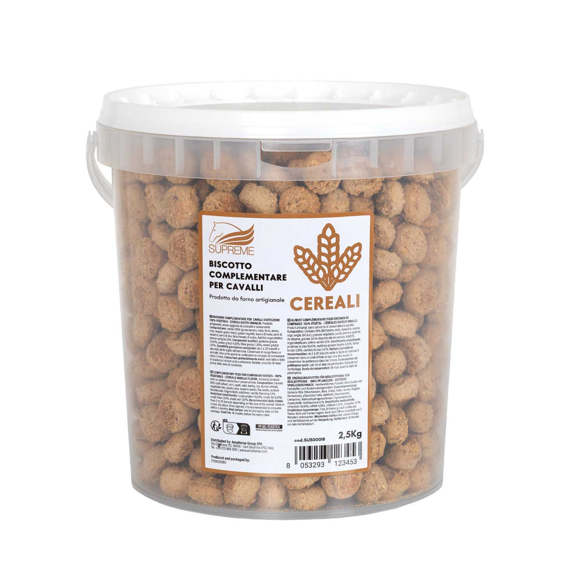 BISCOTTO VEGETALE PER CAVALLI CON CEREALI(2,5 Kg) | Cura giornaliera | Biscotti per Cavalli | Supreme