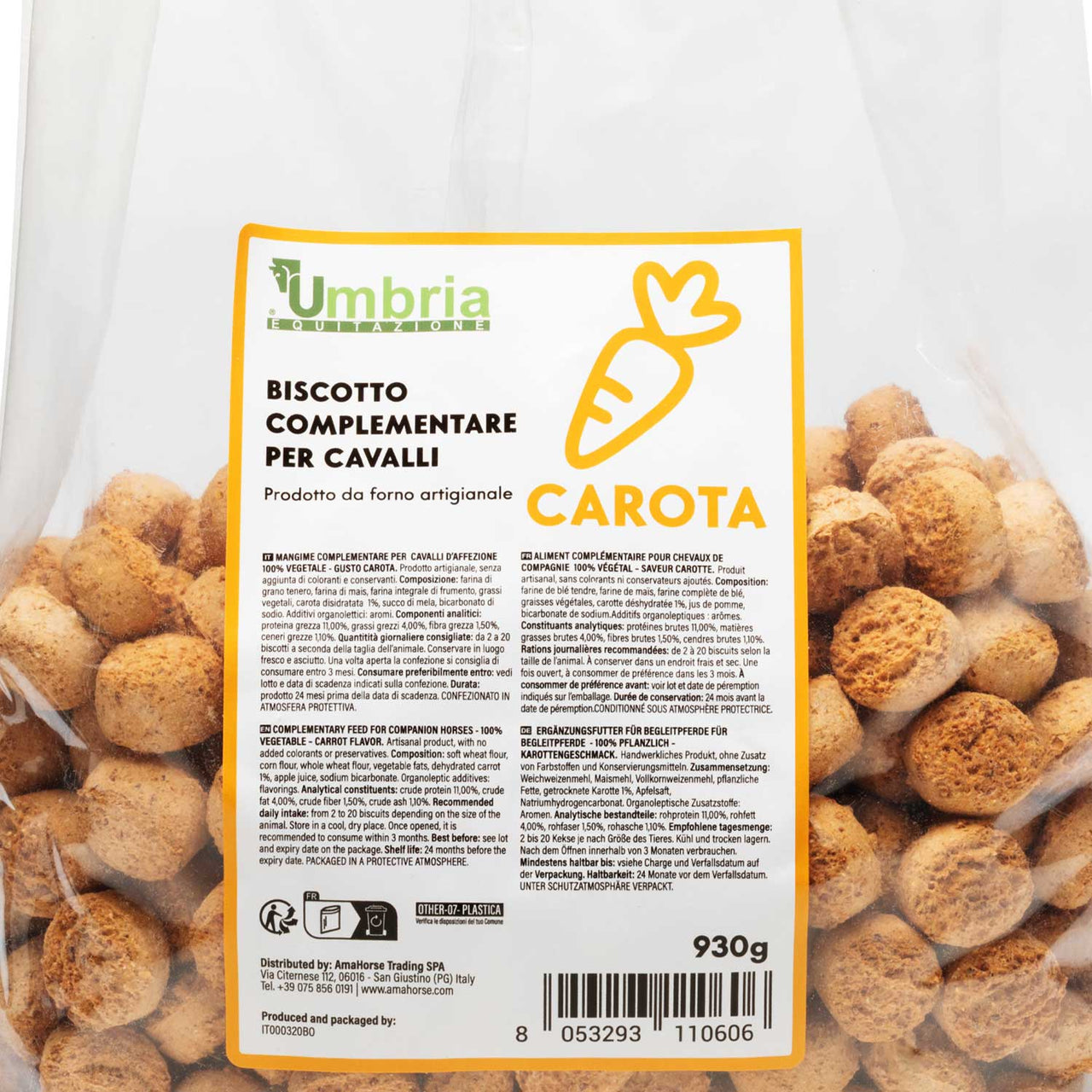 BISCOTTO VEGETALE PER CAVALLI GUSTO CAROTA (930 g.) | Cura del Cavallo | Biscotti per Cavalli | Umbria Equitazione