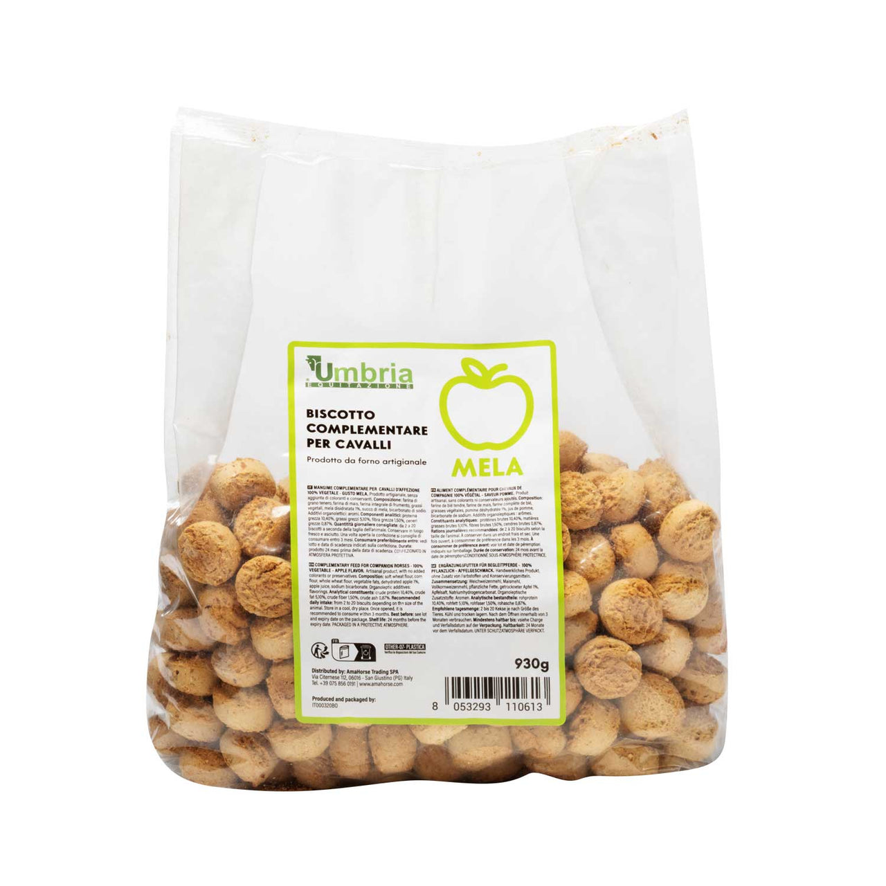 BISCOTTO VEGETALE PER CAVALLI GUSTO MELA (930 GR) | Cura del Cavallo | Biscotti per Cavalli | Umbria Equitazione