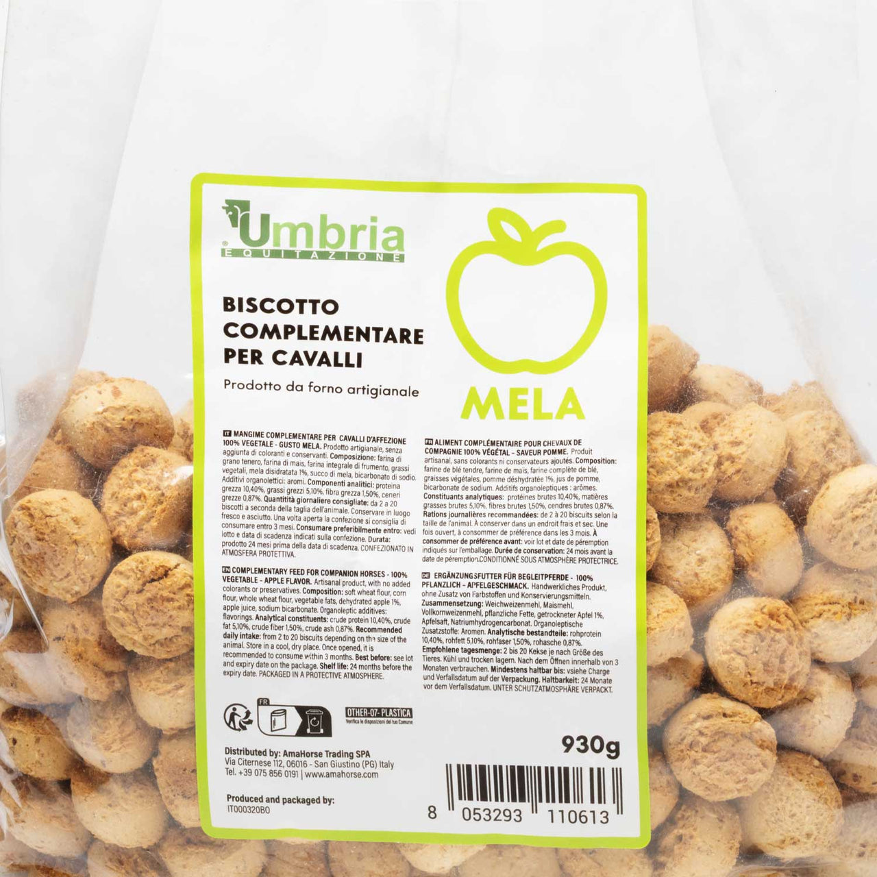 BISCOTTO VEGETALE PER CAVALLI GUSTO MELA (930 GR) | Cura del Cavallo | Biscotti per Cavalli | Umbria Equitazione