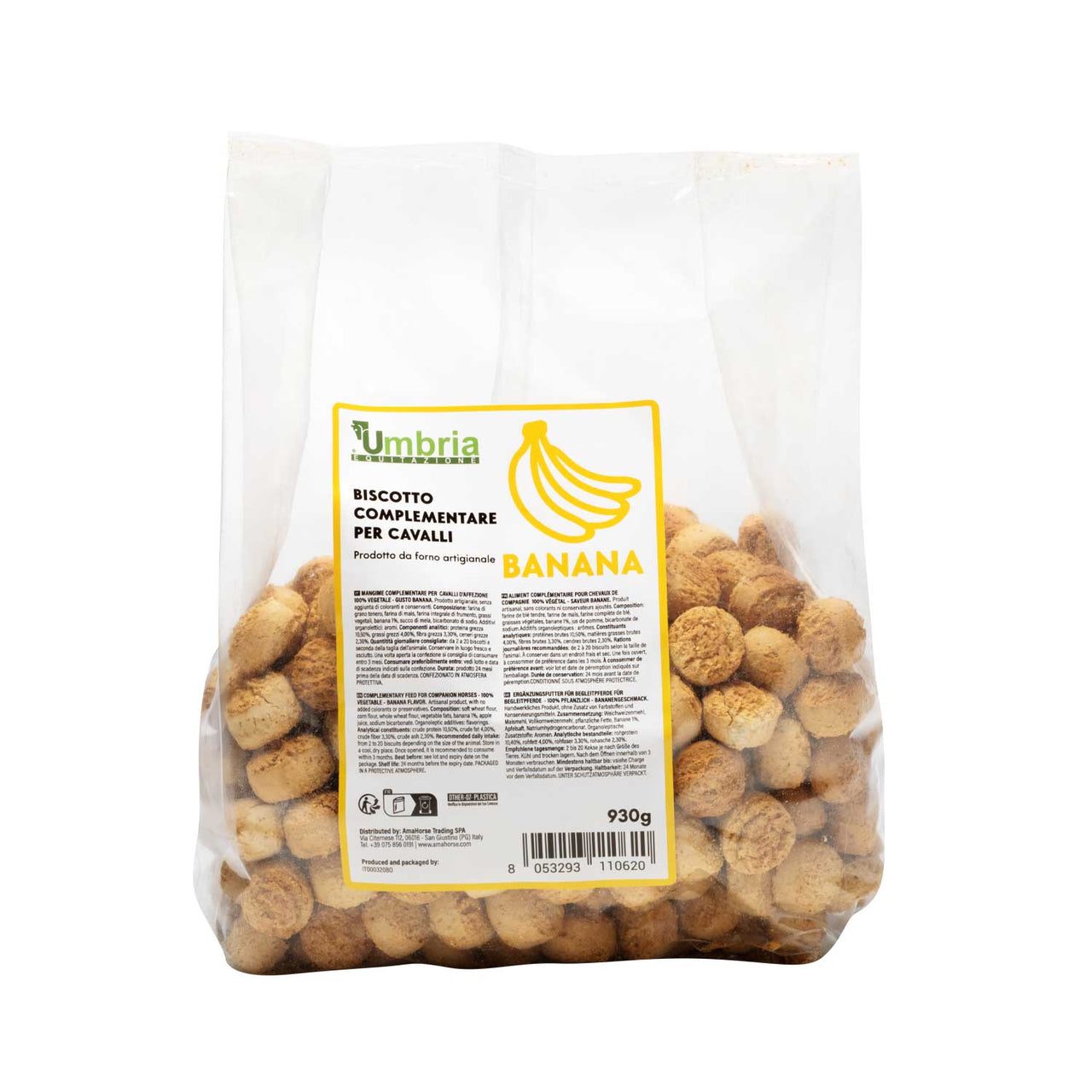BISCOTTO VEGETALE PER CAVALLI GUSTO BANANA (930 GR) | Cura del Cavallo | Biscotti per Cavalli | Umbria Equitazione