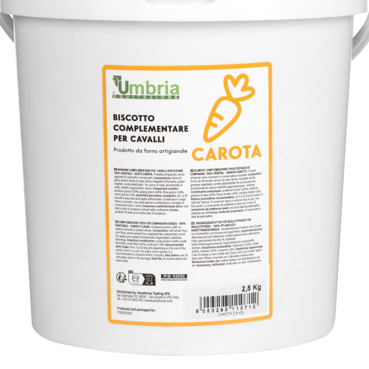 BISCOTTO VEGETALE PER CAVALLI GUSTO CAROTA (2,5 Kg.) | Cura del Cavallo | Biscotti per Cavalli | Umbria Equitazione