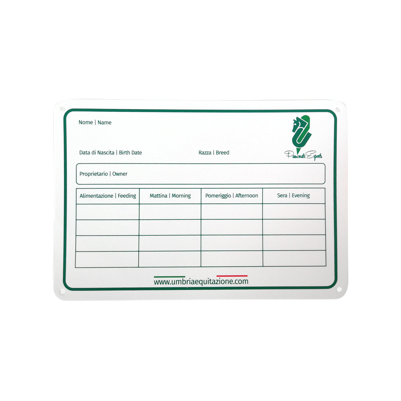 TARGA BOX PLASTICA BIANCA | Attrezzature varie | Targhe da Box | Umbria Equitazione