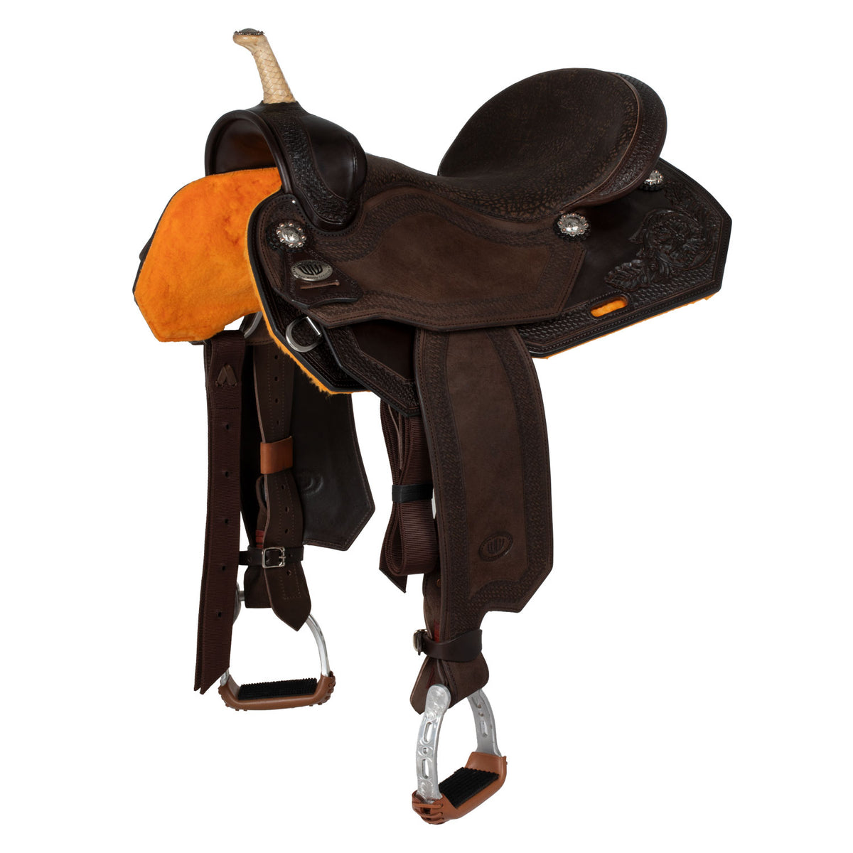Selle Westwood classic barrel dark brown flower#6 round border basket | Selle e Accessori | Selle Barrel | Westwood