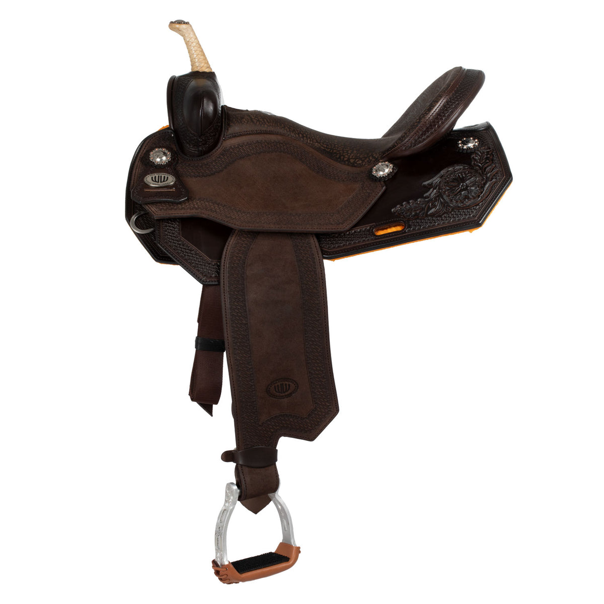 Selle Westwood classic barrel dark brown flower#6 round border basket | Selle e Accessori | Selle Barrel | Westwood